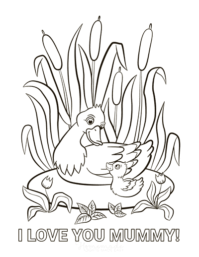 Mothers Day Coloring Pages Duck Duckling Love You Mummy
