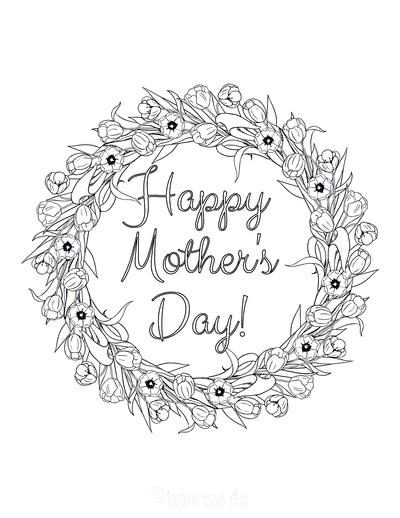 Mothers Day Coloring Pages Flower Wreath