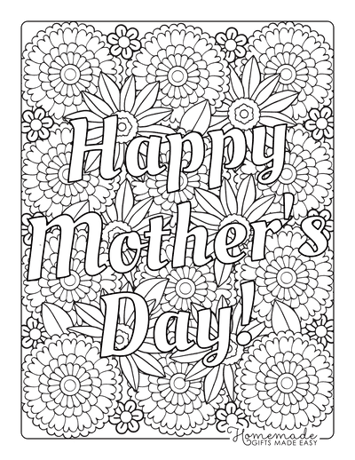 Mothers Day Coloring Pages Flowers Word Doodle