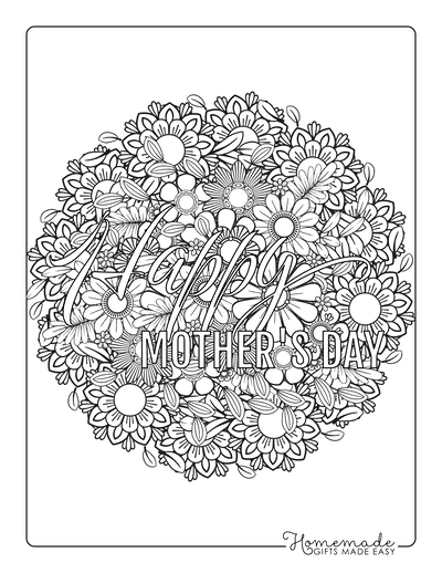 Mothers Day Coloring Pages Happy Day Flower Doodle