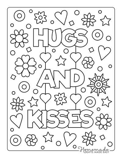 Mothers Day Coloring Pages Hugs and Kisses