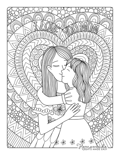 Mothers Day Coloring Pages Mother Daughter Detailed Doodle Teens