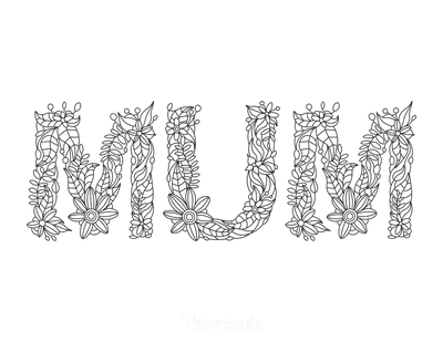 Mothers Day Coloring Pages Mum Flower Font