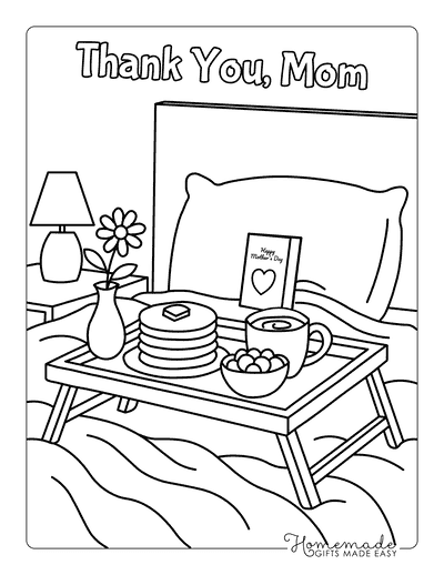 Mothers Day Coloring Pages Simple Relaxing Mothers Day Breakfast in Bed Scene
