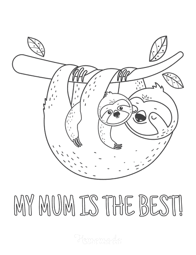 Mothers Day Coloring Pages Sloths Best Mum