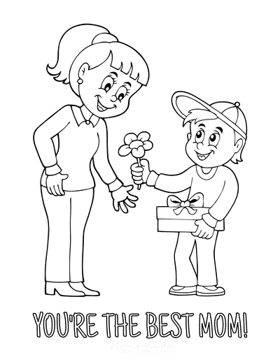 Mothers Day Coloring Pages Son Flower to Best Mom