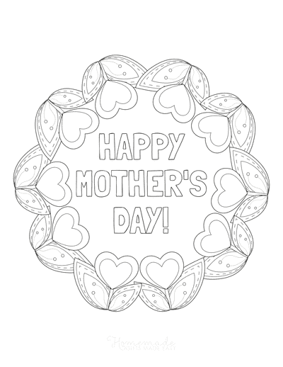Mothers Day Coloring Pages Tulip Heart Wreath