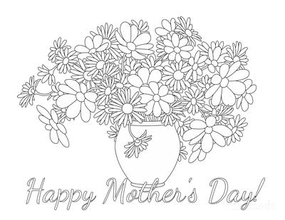 Mothers Day Coloring Pages Vase of Flowers