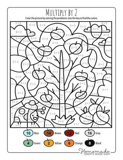 Multiplication Color by Number Fall Colors