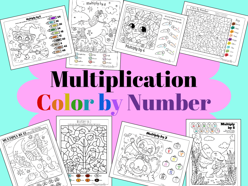 multiplication color by number printable