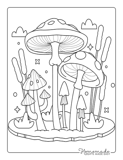 Mushroom Coloring Pages Easy Mystical Mushroom Outlines
