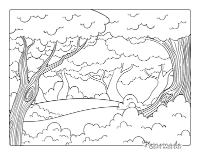 Nature Coloring Pages Easy Forest Coloring Page Nature
