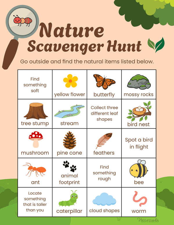 Nature Coloring Pages Nature Scavenger Hunt Worksheet