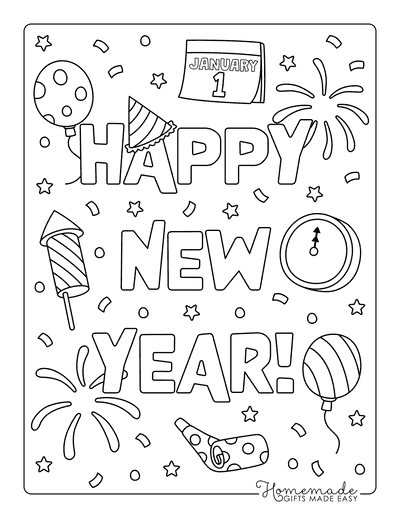 new year fireworks coloring pages
