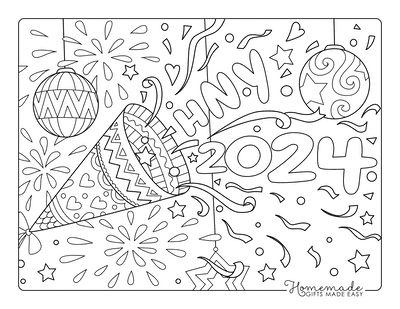 new year fireworks coloring pages