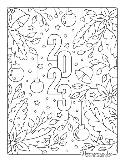 New Year Coloring Pages Winter Nature Doodle 2023