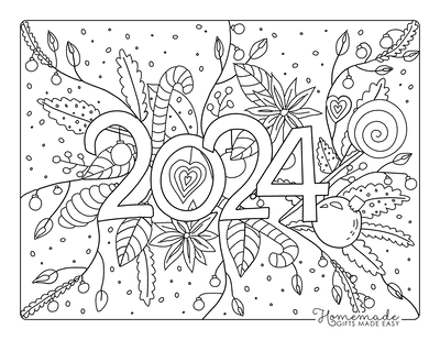 Happy New Year 2024 Coloring Page for Kids