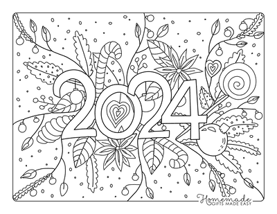 INSTANT DOWNLOAD Coloring Page Happy New Year Art Print Zentangle