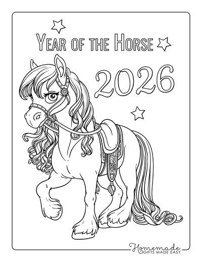 New Year Coloring Pages Year of the Horse