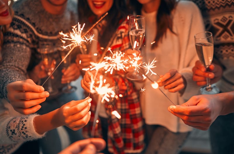 happy new year friends celebrating together
