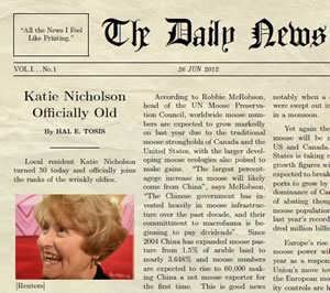 30th birthday gag gifts newspaper clipping