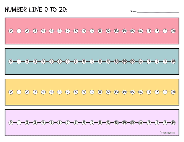 Number Line to 20 Simple Colorful Playful Number Lines