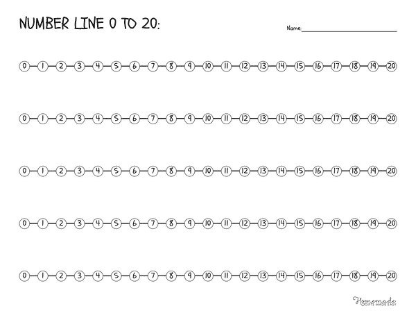 Number Line to 20 Simple Playful Blank