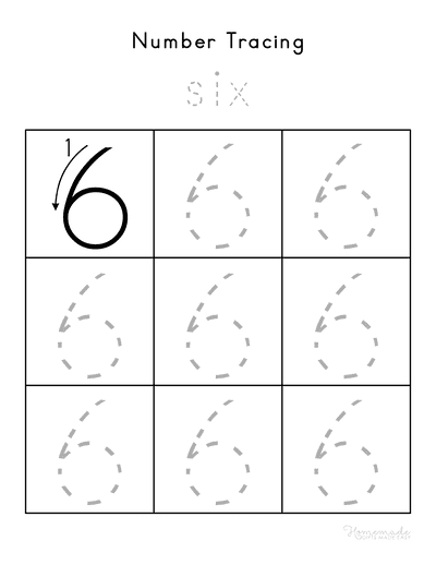 Number Tracing Worksheets 6