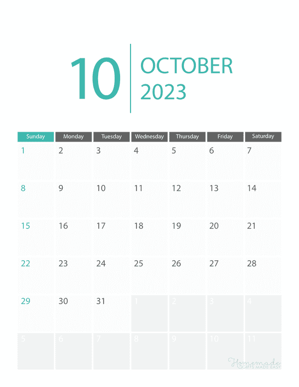 october Calendar 2023 Printable Corporate Portrait