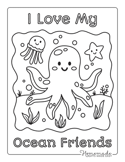 Octopus Coloring Pages Cute Adorable Easy Octopus for Preschoolers
