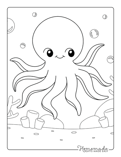 Octopus Coloring Pages Cute Octopus Drawing