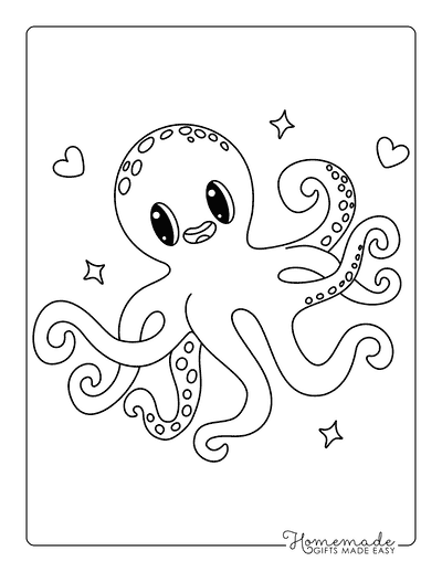 Octopus Coloring Pages Kawaii Cute Octopus