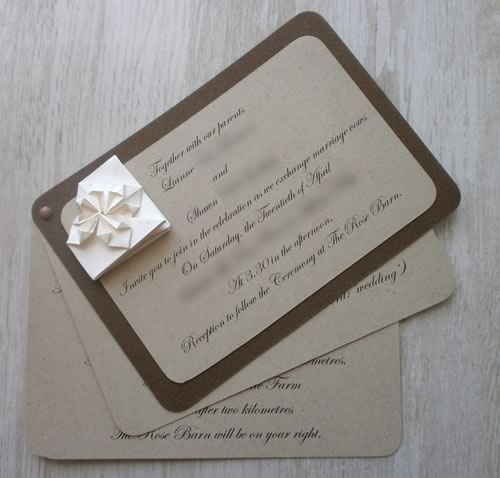 origami heart wedding invitation three pages