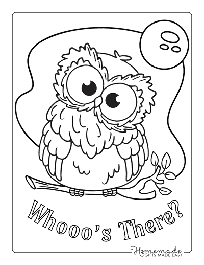 Owl Coloring Pages Cute Owl Whooos There With Moon