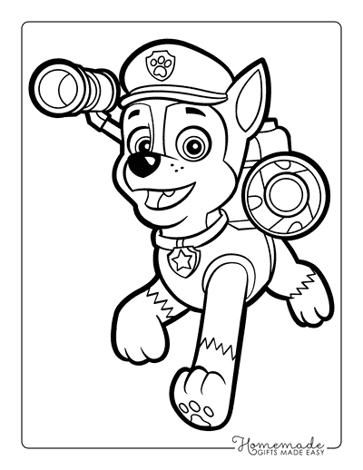 Paw Patrol Coloring Pages Chase Showing Tools