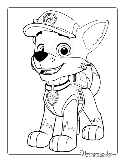 Paw Patrol Coloring Pages Rocky Standing Proudly
