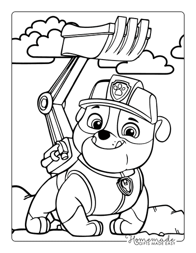 Paw Patrol Coloring Pages Rubble With Scoop