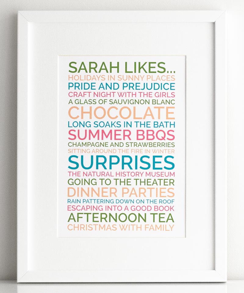 personalized likes poster for women