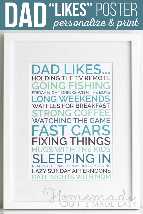 Personalised DAD Fathers Day Word Photo Picture Art Print Poster N125  (unframed)