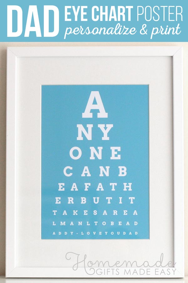 DIY Personalized Eye Chart Fathers Day Gift