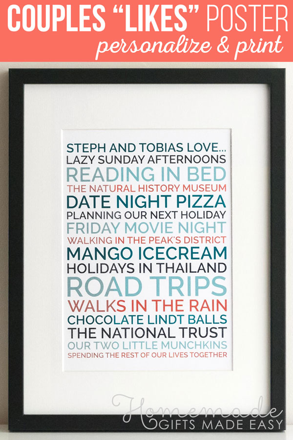 Create a personalized poster gift for your boyfriend