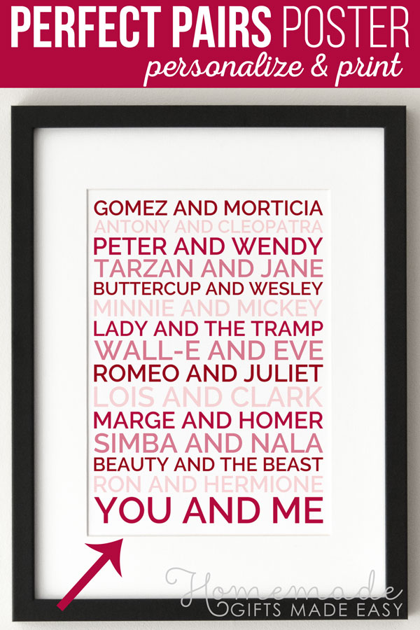Create a personalized perfect pairs gift  for your boyfriend, girlfriend, husband, wife, best friend...