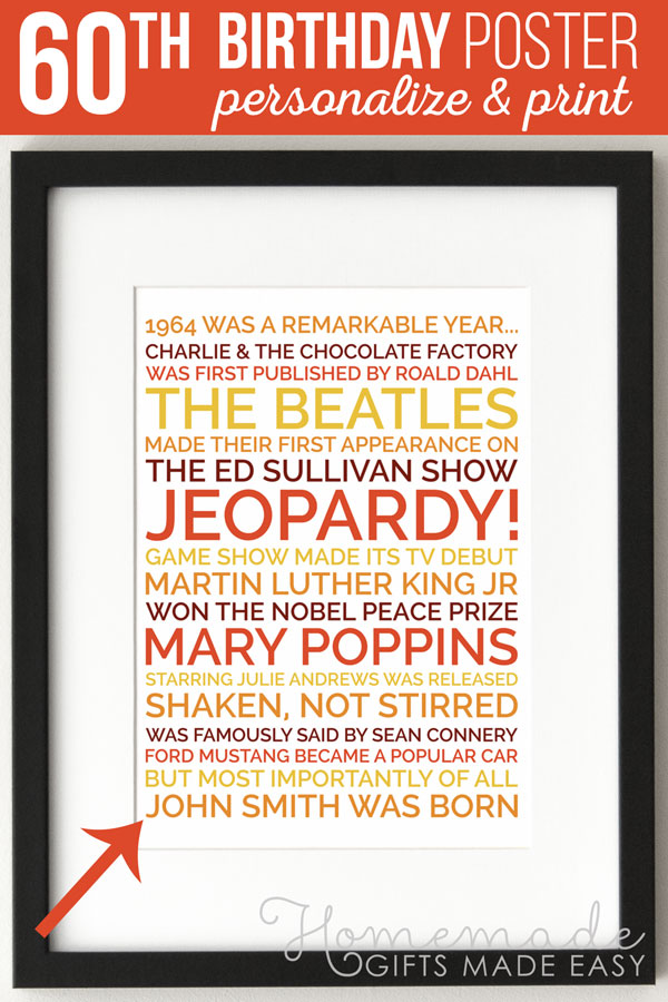 Personalized Poster 60th Birthday Gift