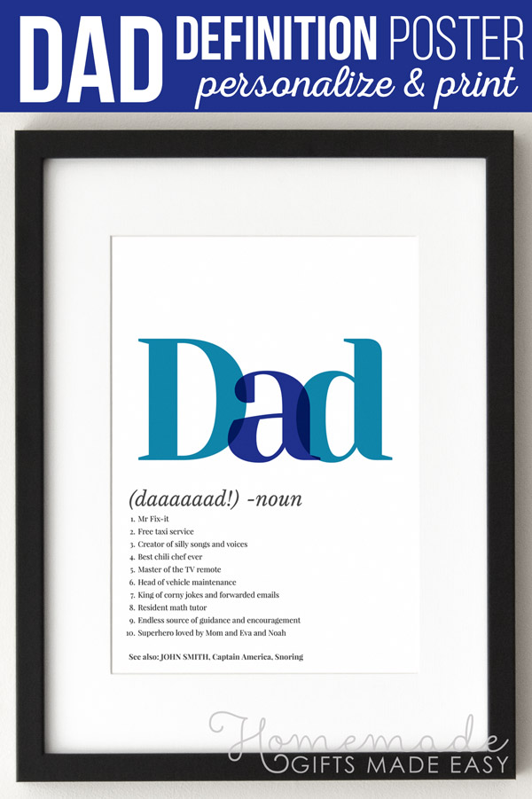 Dad Definition Personalized Poster Gift