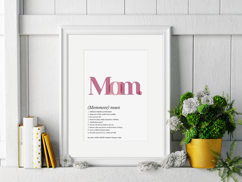 mom definition poster gift pink
