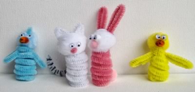 pipe cleaner animals bird cat rabbit and chick