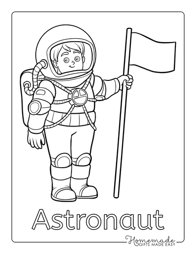 Planet Coloring Pages Astronaut With Flag