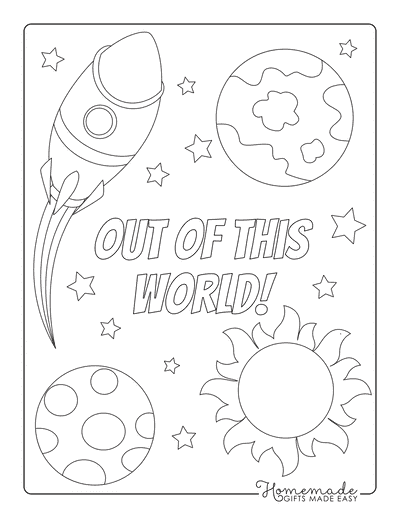 Planet Coloring Pages Out of This World Rocket Earth Sun Stars Planets
