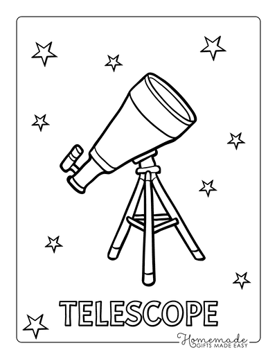 Planet Coloring Pages Telescope Stars