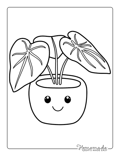 Plant Coloring Pages Kawaii Cute Cartoon Plant Alocasia
